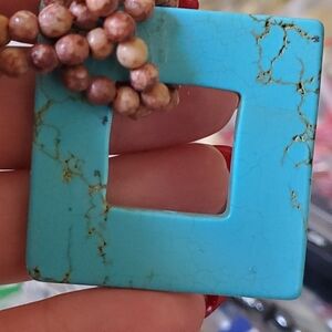 Genuine Turquoise Square Pendant Necklace